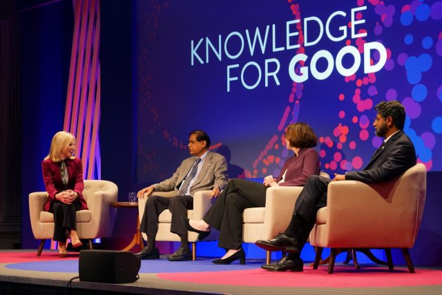 Dr. Amy Gutmann speaks with three of the distinguished Knowledge For Good faculty participants.