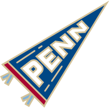 An illustration of a blue and red pennant adorned with the word 'PENN'.