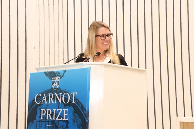 Cory Colijn, executive director of the Kleinman Center, kicks off the ceremony.