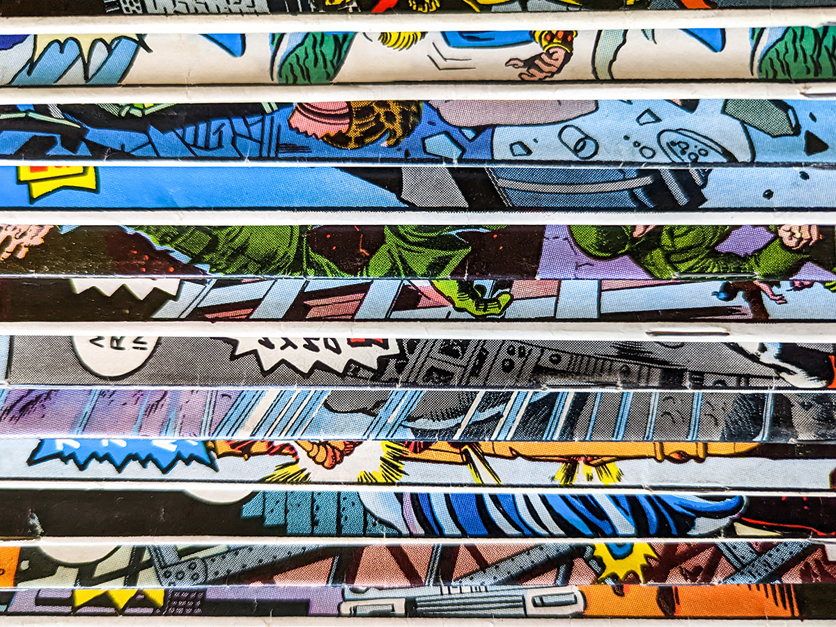 A composite image showing an assortment of comic book art
