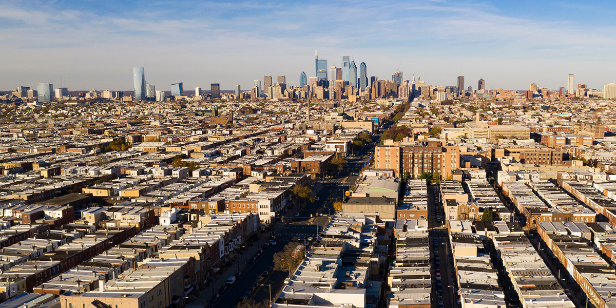 A wide view of the City of Philadelphia.