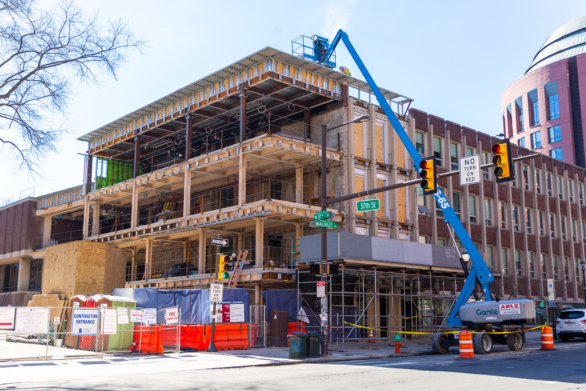 A view of construction underway at Penn GSE.