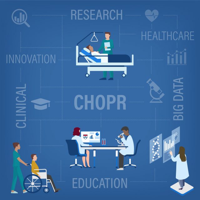 illustration depicting nurses studying, researching, and caring for patients