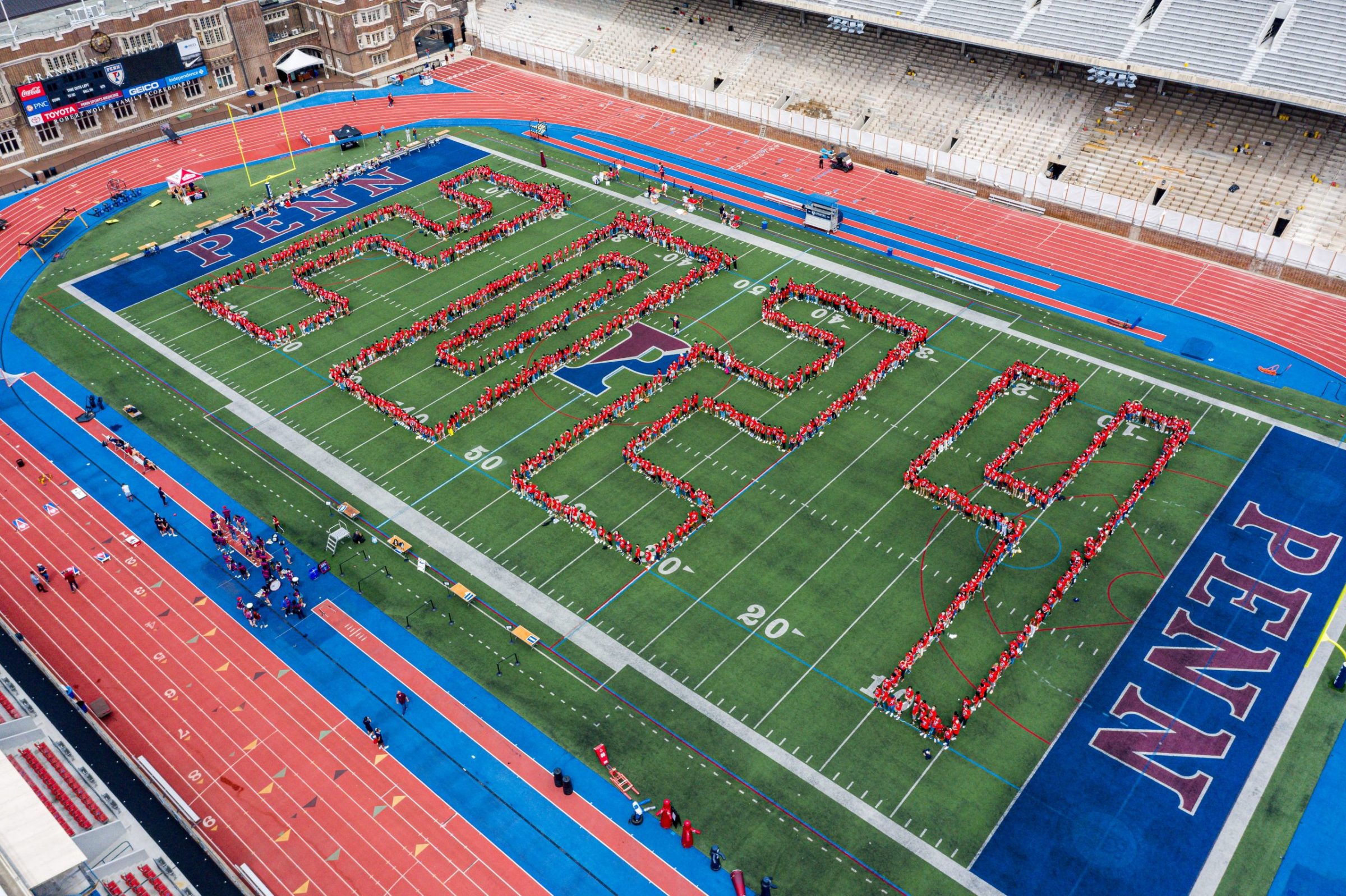 The Class of 2024 stands in formation spelling out 