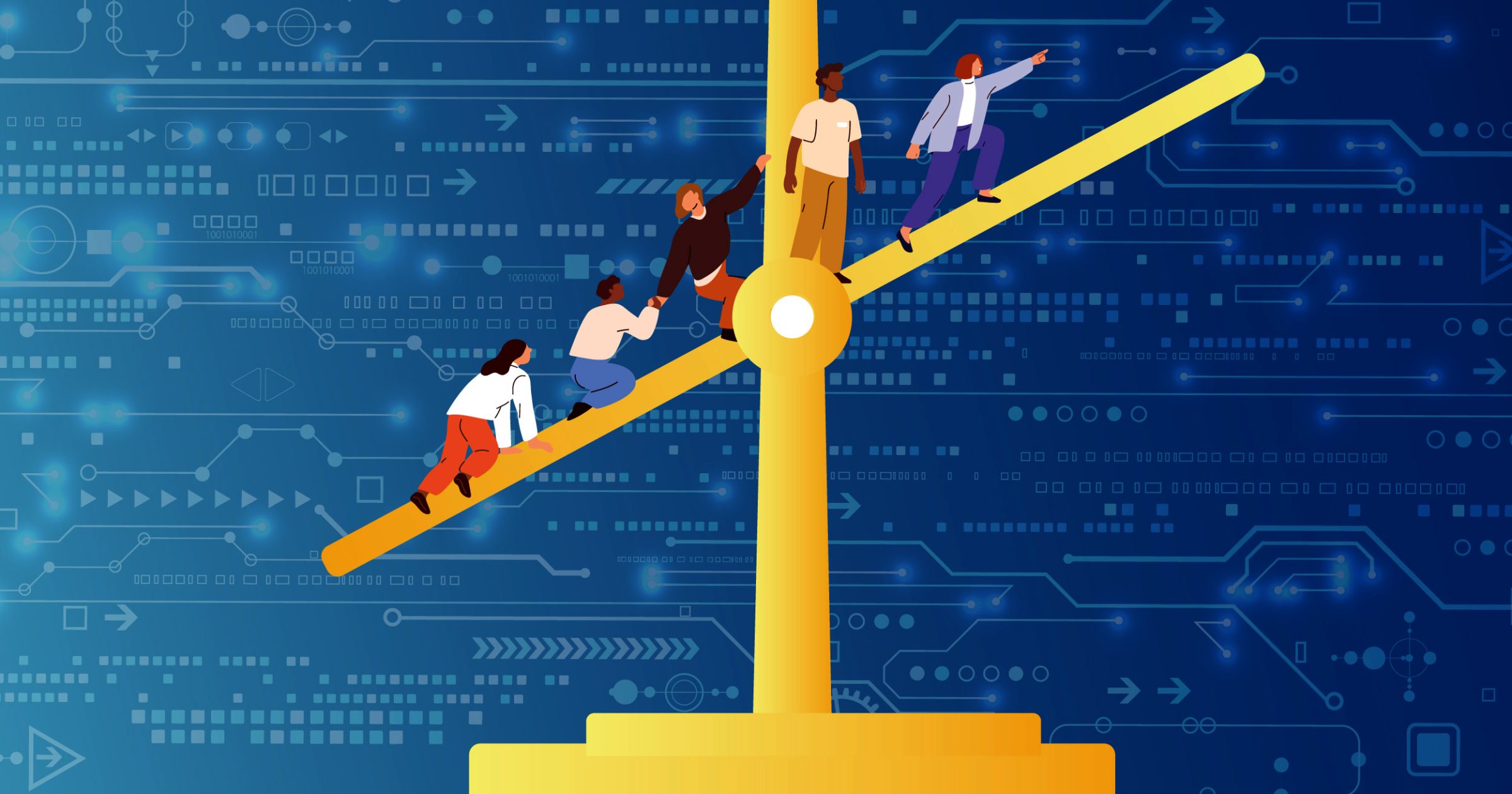 An illustration depicting imbalanced scales of justice
