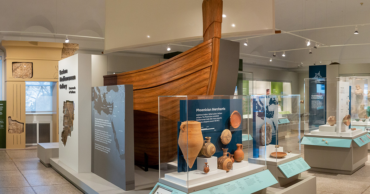A view inside the Eastern Mediterranean Gallery at the Penn Museum.