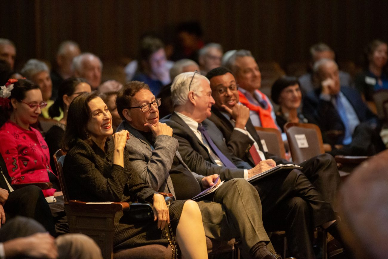 an audience listening