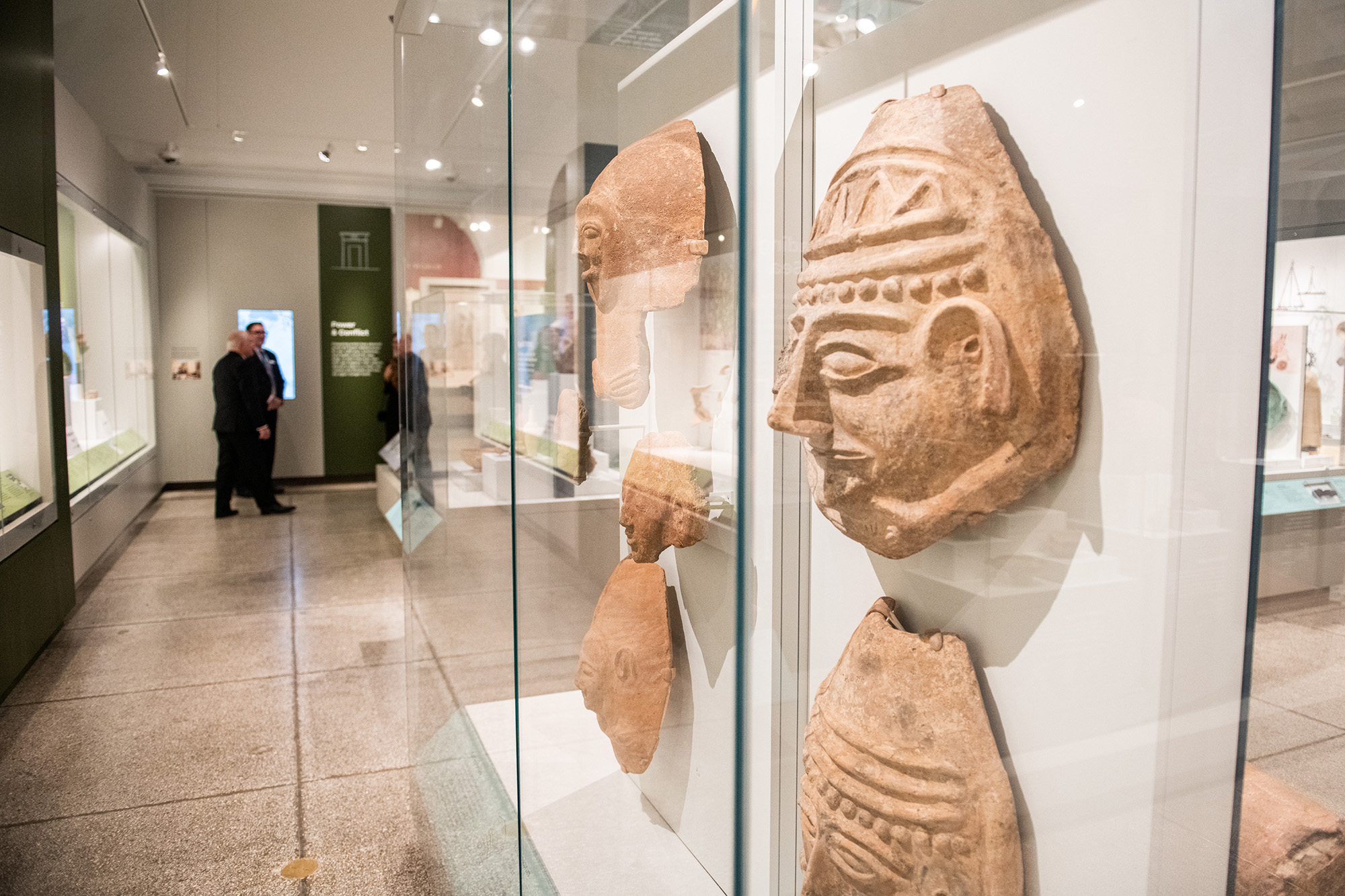 A display case in the Penn Museum's Eastern Mediterranean Gallery featuring artifacts excavated by Penn Museum archaeologists at the site of Beth Shean in present-day Israel