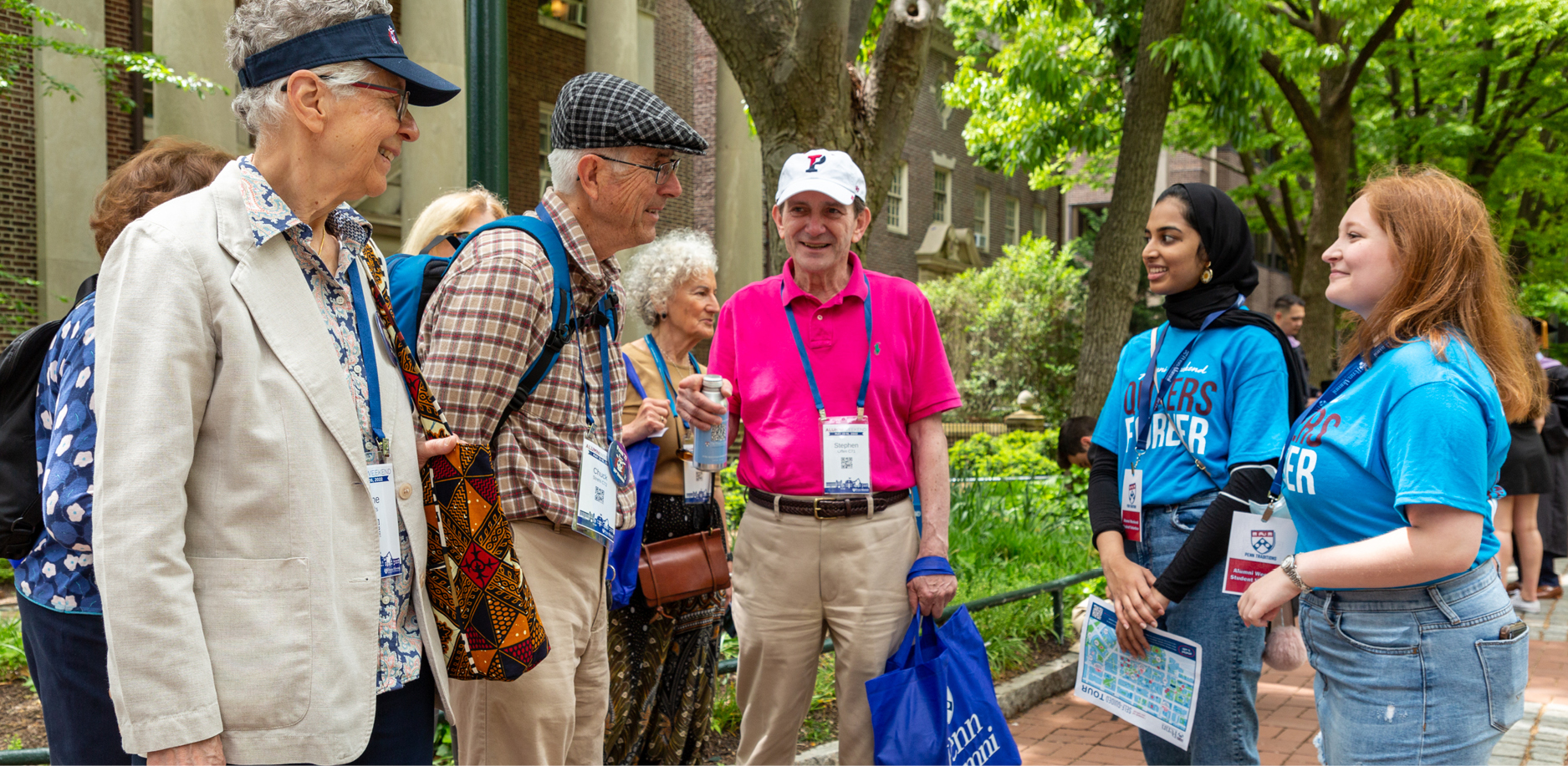 alumni on a student led tour