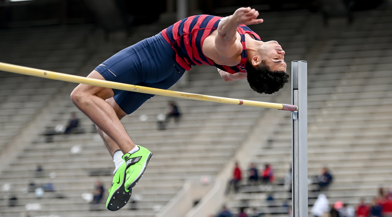 student pole vaulting