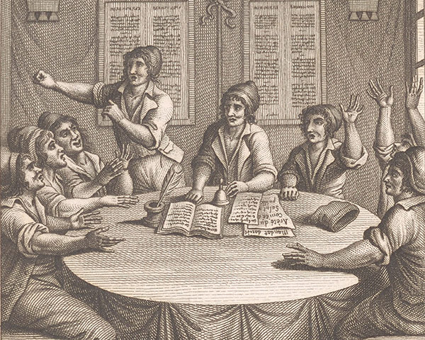 A 1799 engraving showing a view of the Jacobin Club.