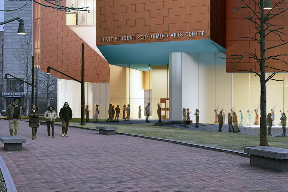 Rendering of the new Platt Student Performing Arts Center