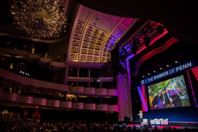 Penn President Amy Gutmann speaks at The Met Philly in April 2019.