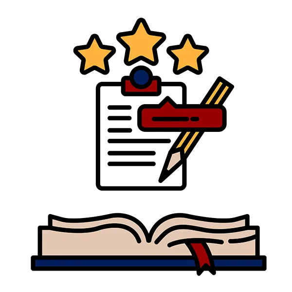 Academic-themed icon with a book, clipboard, and writing tools, highlighting enriched educational experiences supported by The Penn Fund.