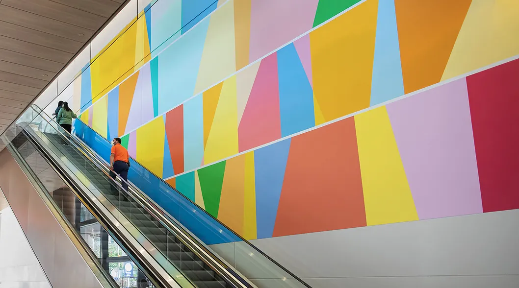 Colorful mural art at the Clifton Center for Medical Breakthroughs, enhancing the healing environment for patients and families.