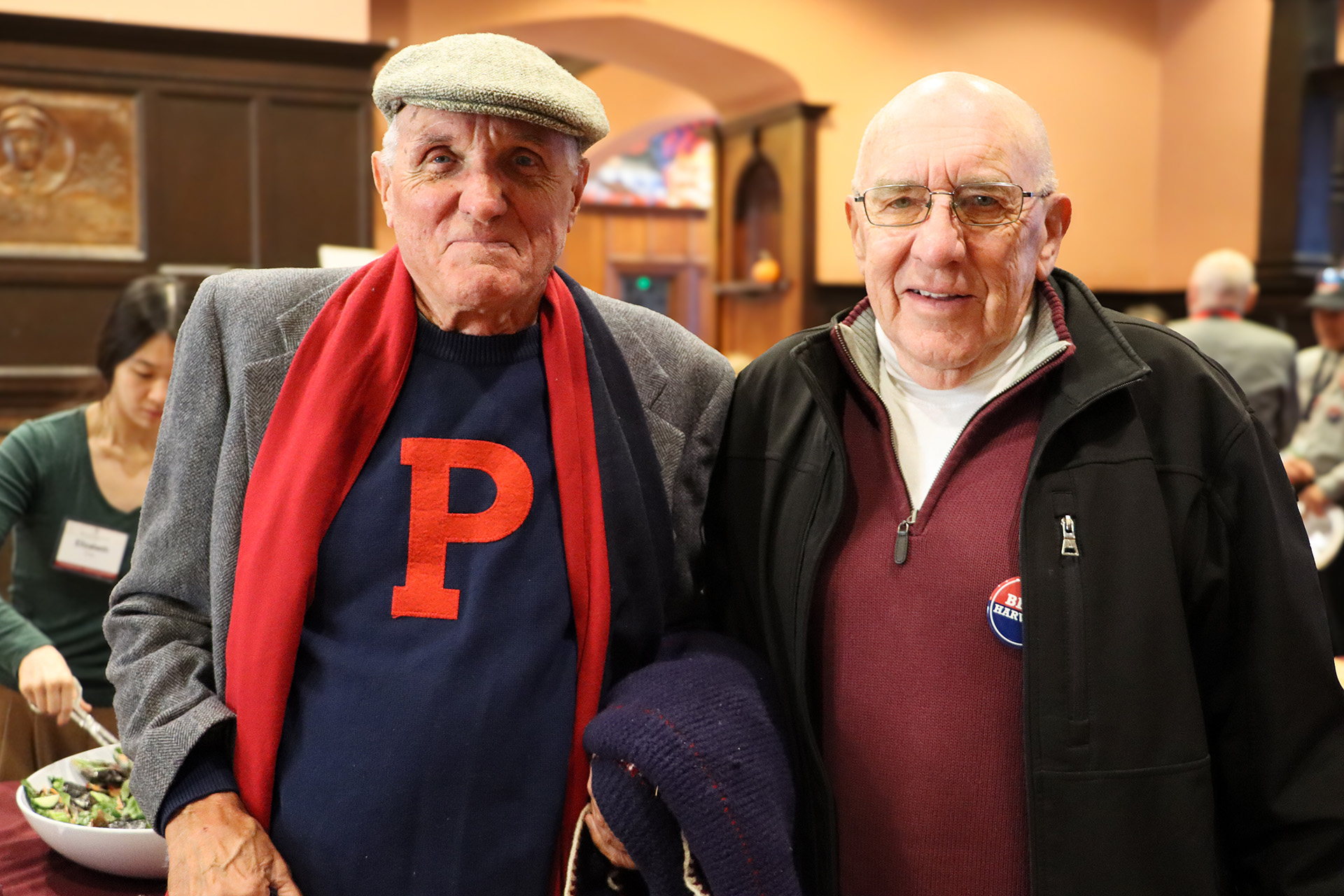 Two men pose together for a photo at the 2024 Benjamin Franklin Society Brunch.