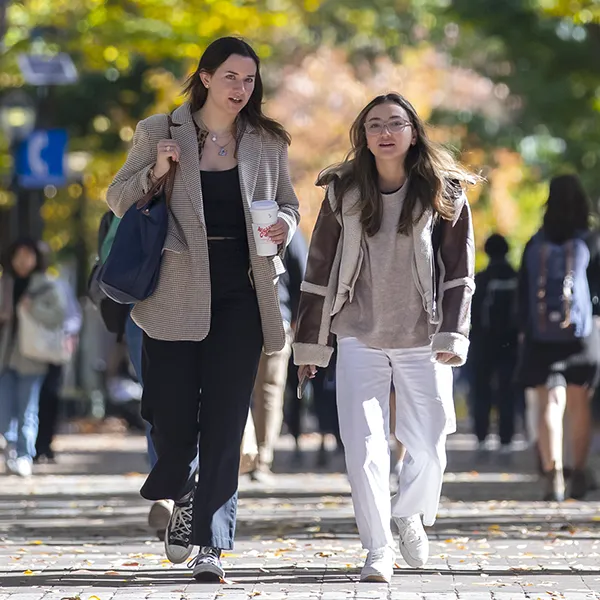 University of Pennsylvania students enjoying a sunny autumn day on Locust Walk.