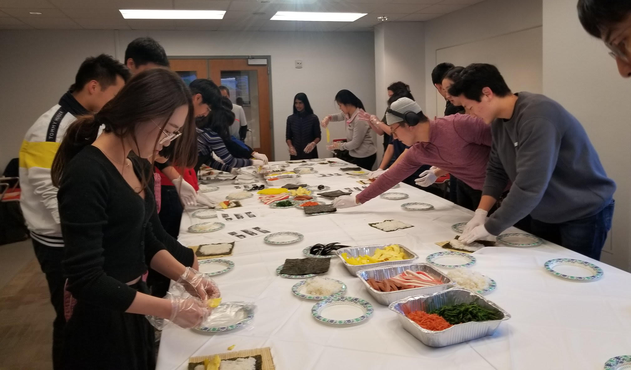 students making food