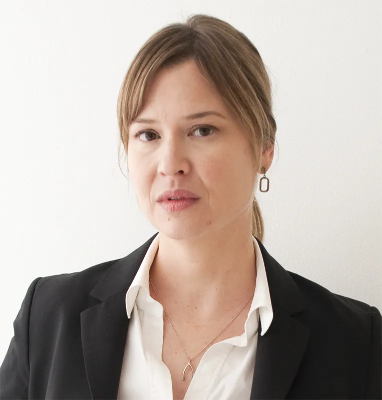 A portrait of Johanna Burton, Daniel W. Dietrich, II Director of the Institute of Contemporary Art.