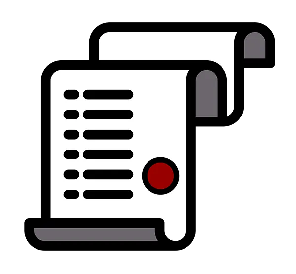 Icon of two rolled documents or scrolls with a red seal, representing lasting legacy and the enduring impact of giving to The Penn Fund.