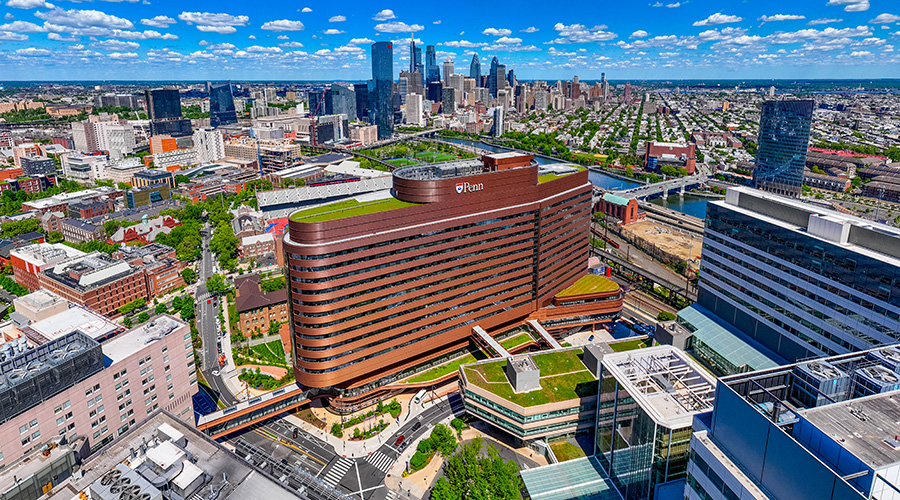 The Medical Campus at the University of Pennsylvania with the Philadelphia skyline shown in the background