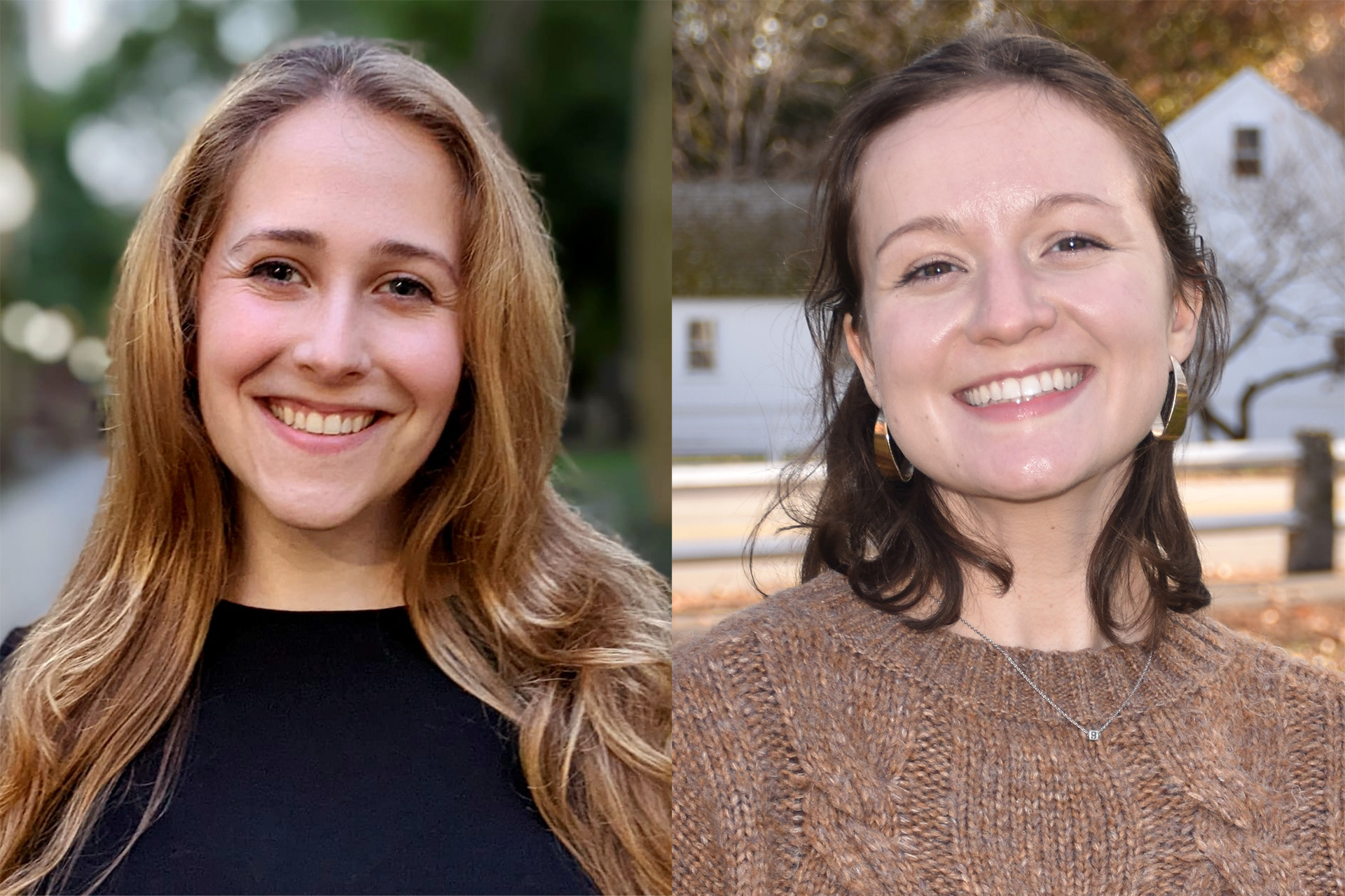 Side-by-side portraits of Adina Singer, C’20, M’26, and Phoebe Cunningham, M’26, MPH’26.