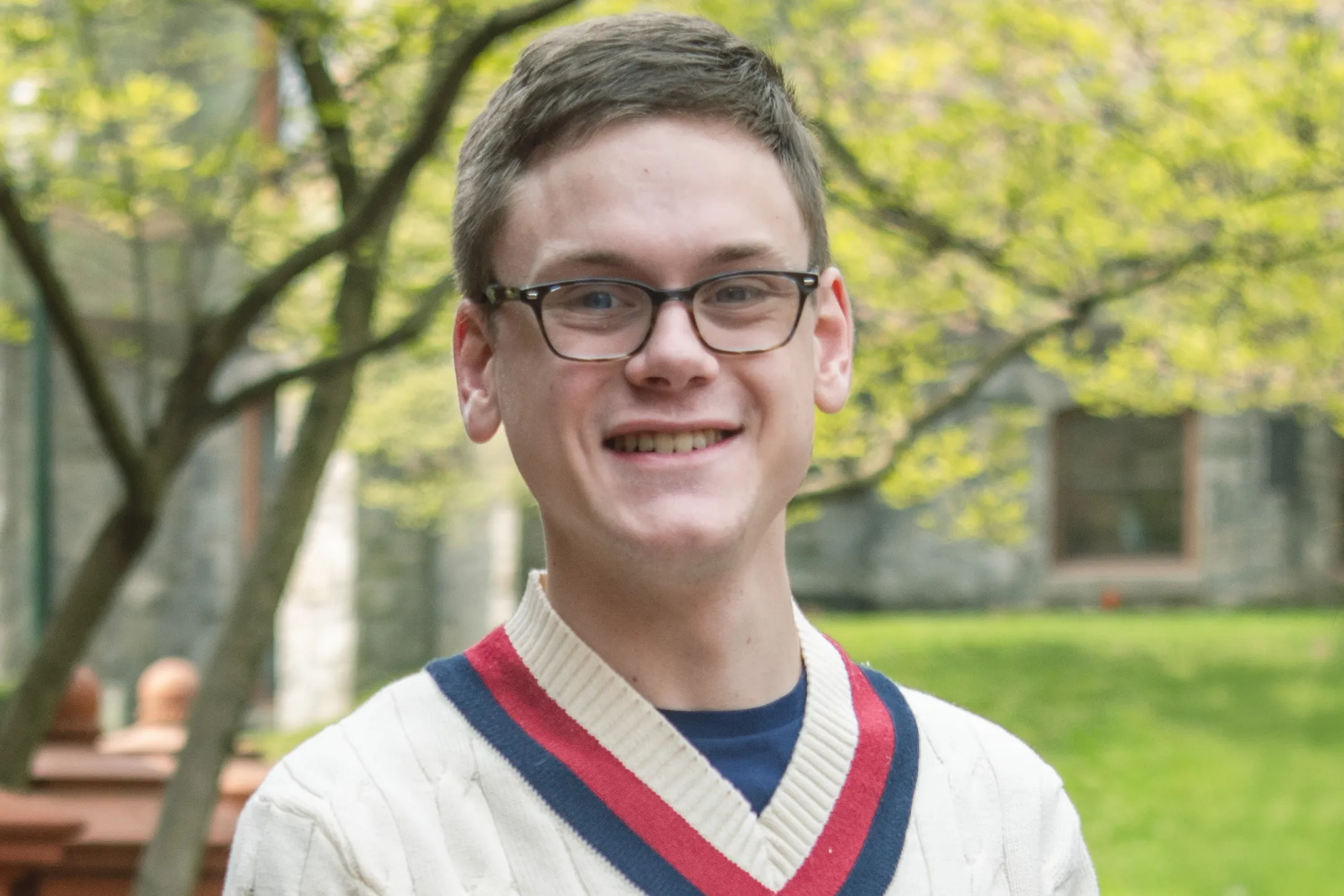 Morgan Emery, C'26, on College Green at the University of Pennsylvania.