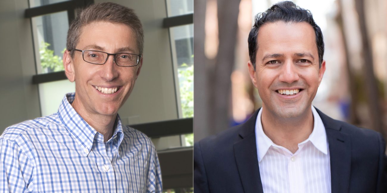 A side-by-side composite of portraits of Russ Composto and Fayyaz Vellani