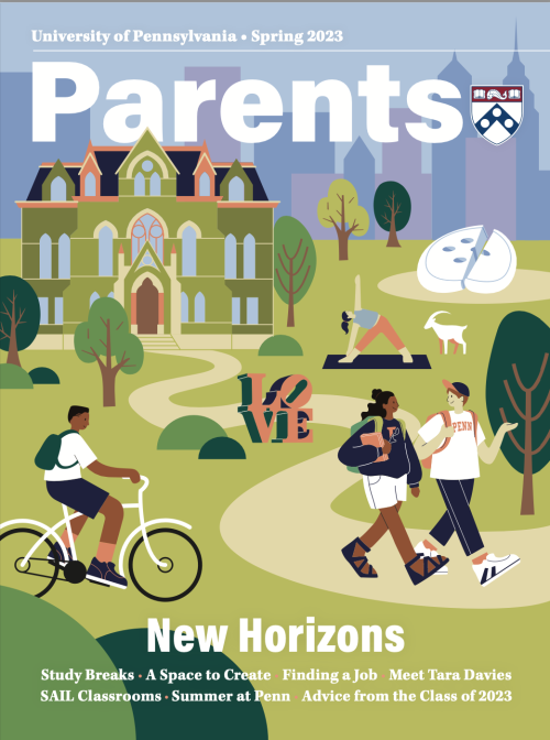 The cover image for the spring 2023 edition of Penn Parents magazine