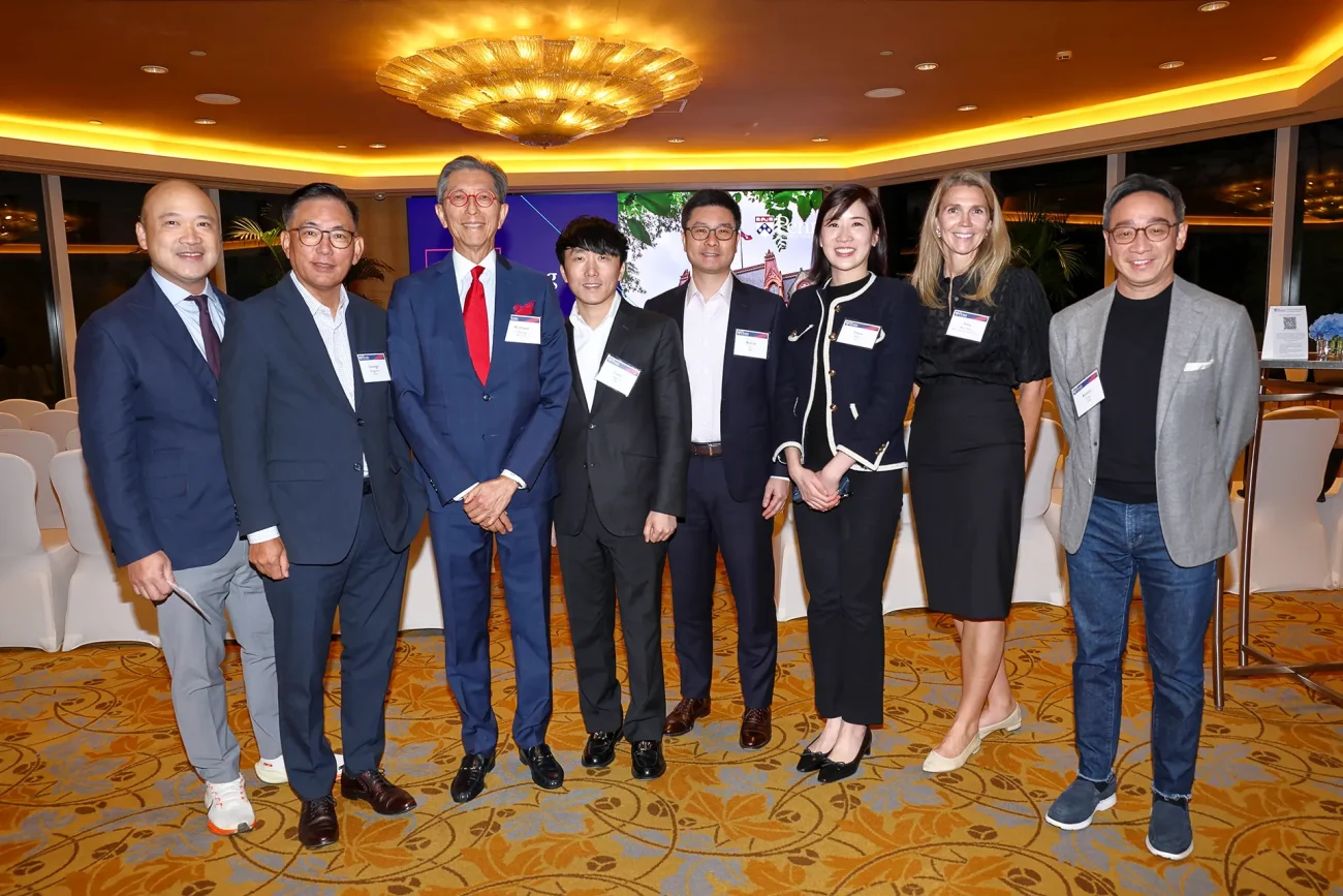 Founding and matching donors of the Penn Asia Matched Scholarship gather at a launch event in Hong Kong.