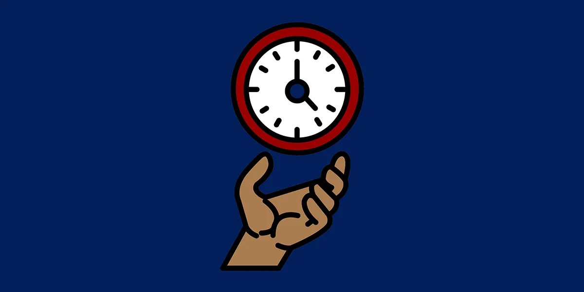 Hand holding a clock symbolizing time volunteered to support Penn