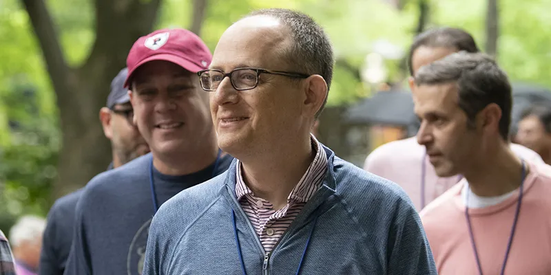 Alumni stroll along Locust Walk, supporting class giving efforts.