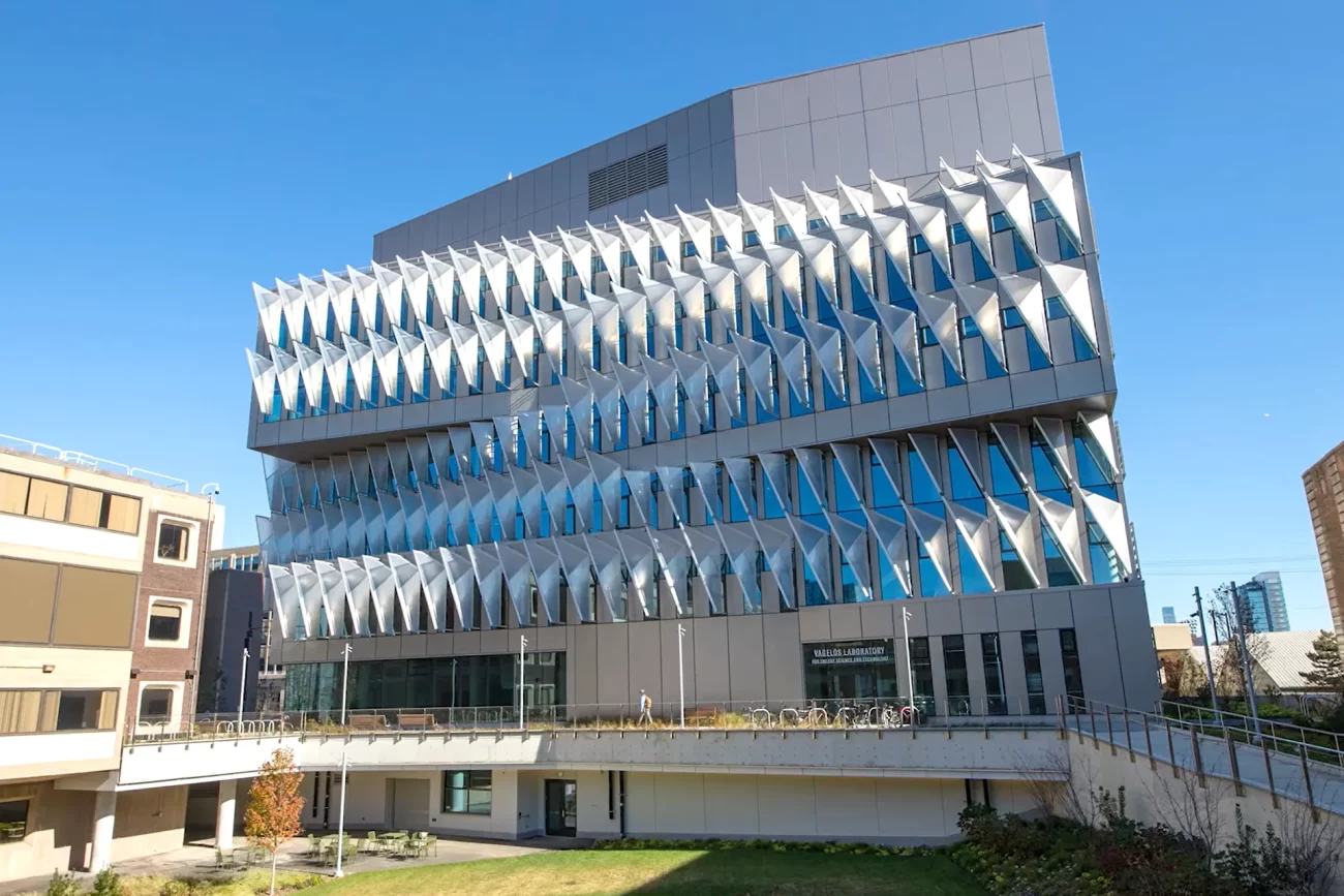 An exterior view of the Vagelos Laboratory for Energy Science and Technology at the University of Pennsylvania.