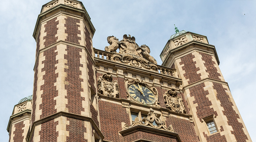 A view looking up at the top of Provosts' Tower at the University of Pennsylvania