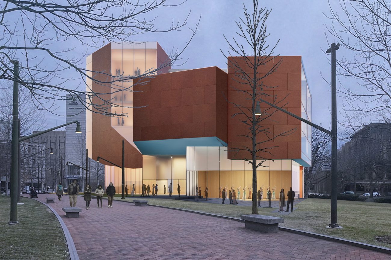 A rendering of the upcoming Student Performing Arts Center at the University of Pennsylvania, courtesy of Steven Holl Architects